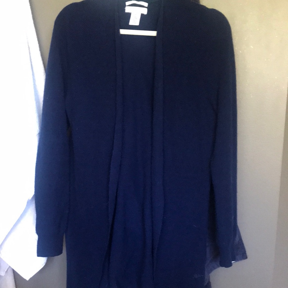 Nordstrom Signature Navy Blue Cashmere Open Front Cardigan Size M